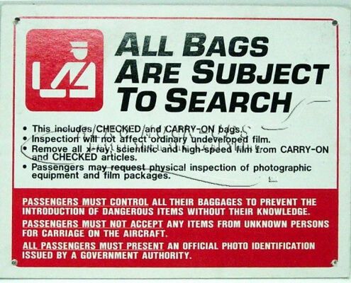 Sign - All Bags are Subject to Search