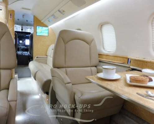 Learjet 60 fwd club chairs, sofa and cockpit