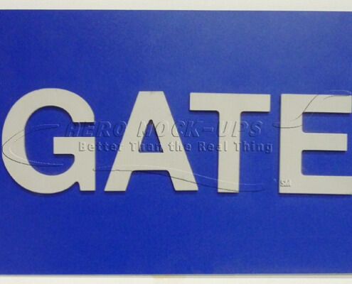 Blue gate sign - "Gate"