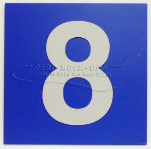 Blue gate sign - "8"