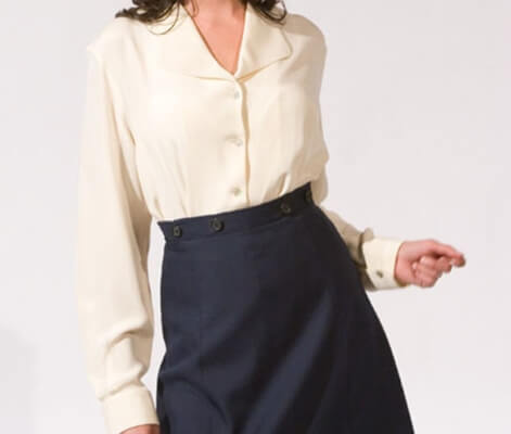 37-19 Skirt - 4 Button - Navy with 37-5 Cream Blouse